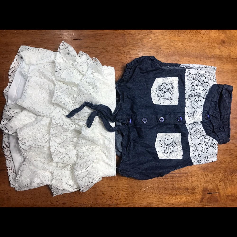 Denim and lace girls outfit